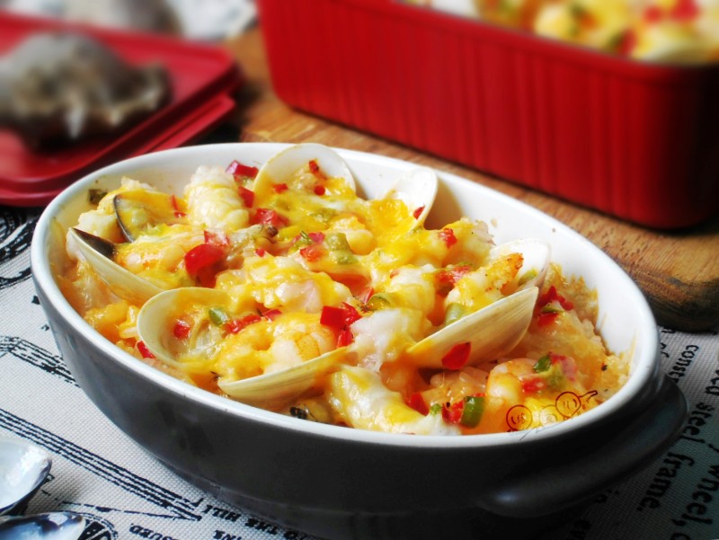 Cheese Seafood How to make baked rice: 11